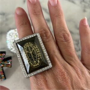 Rectangular Silver and Black Statement vintage Ring!